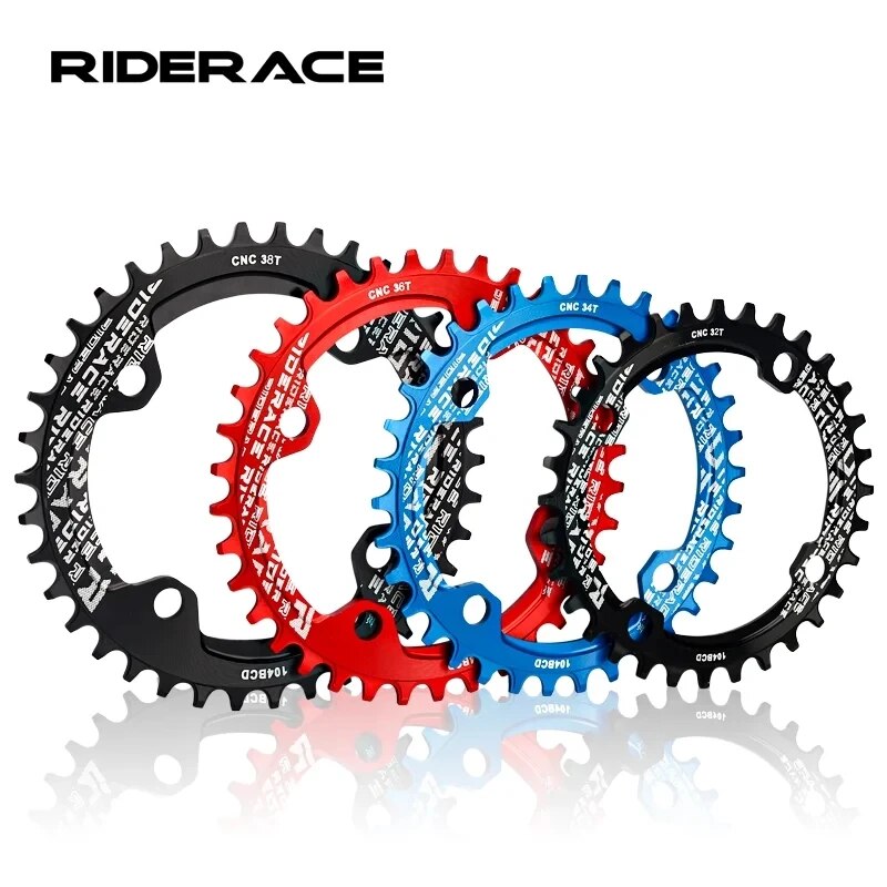 Plato de manivela de bicicleta RIDERACE 104BCD forma redonda estrecho ancho 32T/34T/36T/38T platos y bielas de bicicleta de montaña placa única
