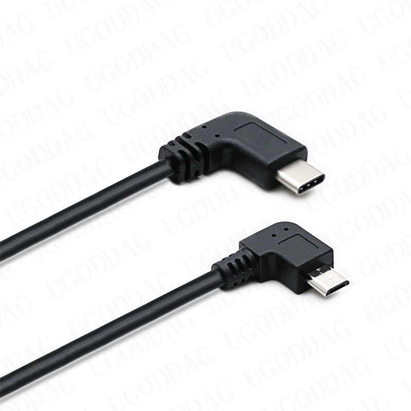 Kabel typu C do Micro USB 90 stopni Micro 5-pinowy męski do USB C męski przedłużacz do MacBooka Pro Laptopa Androida