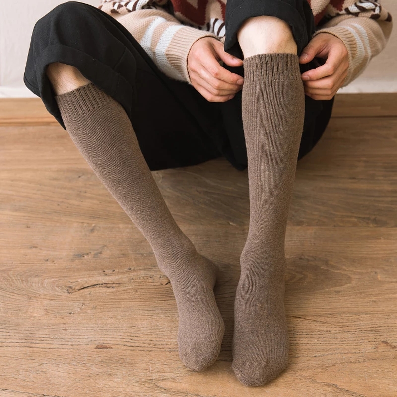 6Stck = 3Paare männer Winter Kompression Strumpf Warme Heiße Knie Hohe Lange Bein Frottee Socken Warme verdicken Abdeckung Waden Socken Größe 38-44