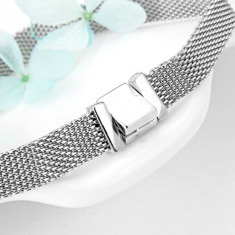 Top 925 sterling sølv klip perle armbånd til kvinder passer originale refleksioner armbånd charms femme smykker