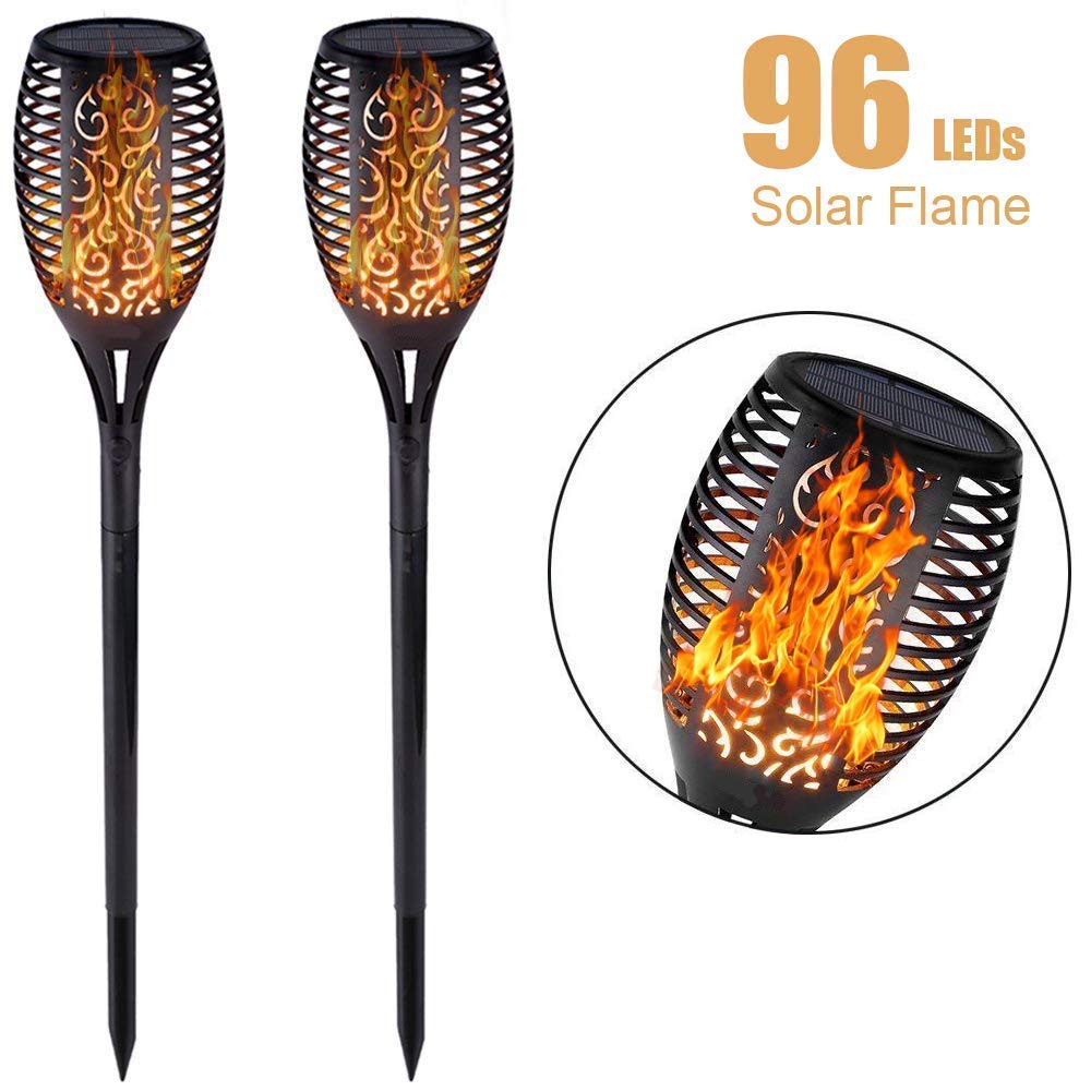 Waterdichte, op zonne-energie flikkerende fakkelverlichting, kleurveranderende dansende flikkerende lamp, tuinpadverlichting, gazonlamp