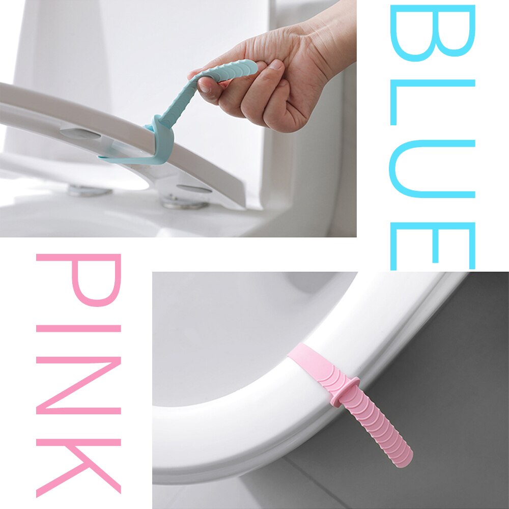 2 stuks huishoudelijke roze en blauwe toiletdeksels van siliconen, verstelbare hurktoiletdeksels, toiletgreep, badkamerbenodigdheden