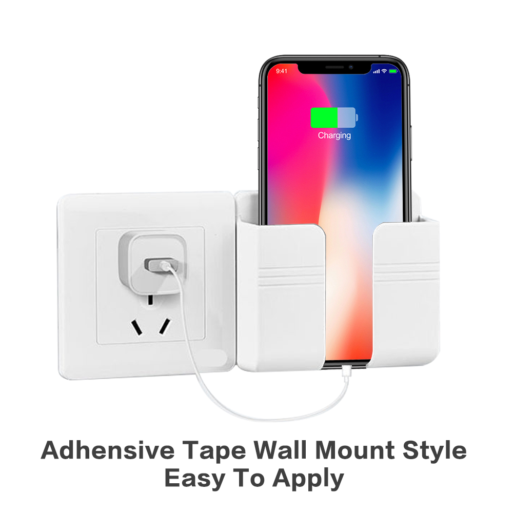 4/2/1 pcs punch-free mobile phone holder wall mount stand remote control organizer storage box charging night container rack
