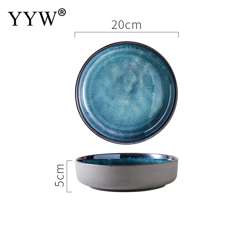 2 unids/lote horno vajilla de cerámica vidriada cambiante Ramen de forma Irregular plato aperitivo de la placa de la cena de porcelana vajilla conjunto: 4