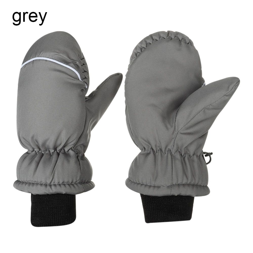 Guantes de esquí con dibujos animados para niños, manoplas de manga larga, resistentes al viento, impermeables, gruesos y cálidos para invierno, 2 a 6 años, 1 par: Grey-1