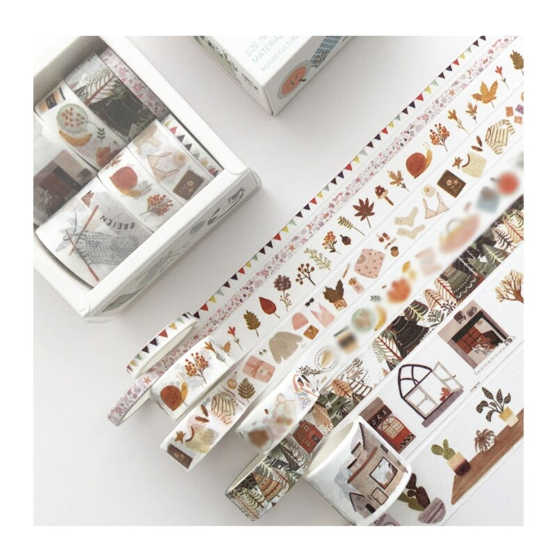 8 Rolls Aesthetic Masking Tape Washi Tapes Stickers DIY Scrapbooking Decoration Supplies for Girls Women Students