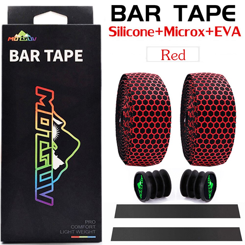 MOTSUV Bicycle Handlebar Tape Road Bike Silica Gel Tape EVA Soft Breathable Bike Bar Tape Fixed Gear Belt Bicycle Accessories: Red