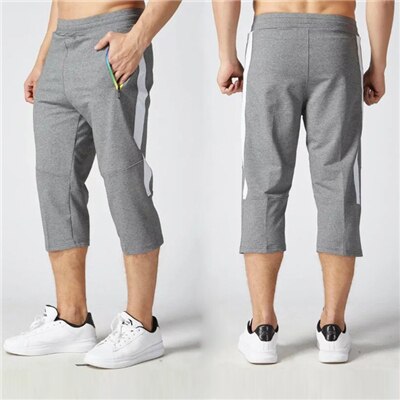 3/4 Mannen Running Broek Katoen Zip Voetbal Training Broek Ademende Gym Jogging Fitness Leggings Broek Broek L: X1617 dark gray / L