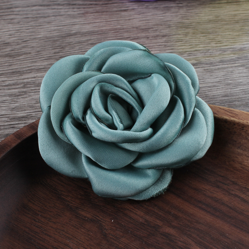 Flores de satén quemadas para el cabello, accesorios para el cabello, flores de tela Floral asadas para ramo de bodas, diademas de 10 piezas y 6CM: Gris claro