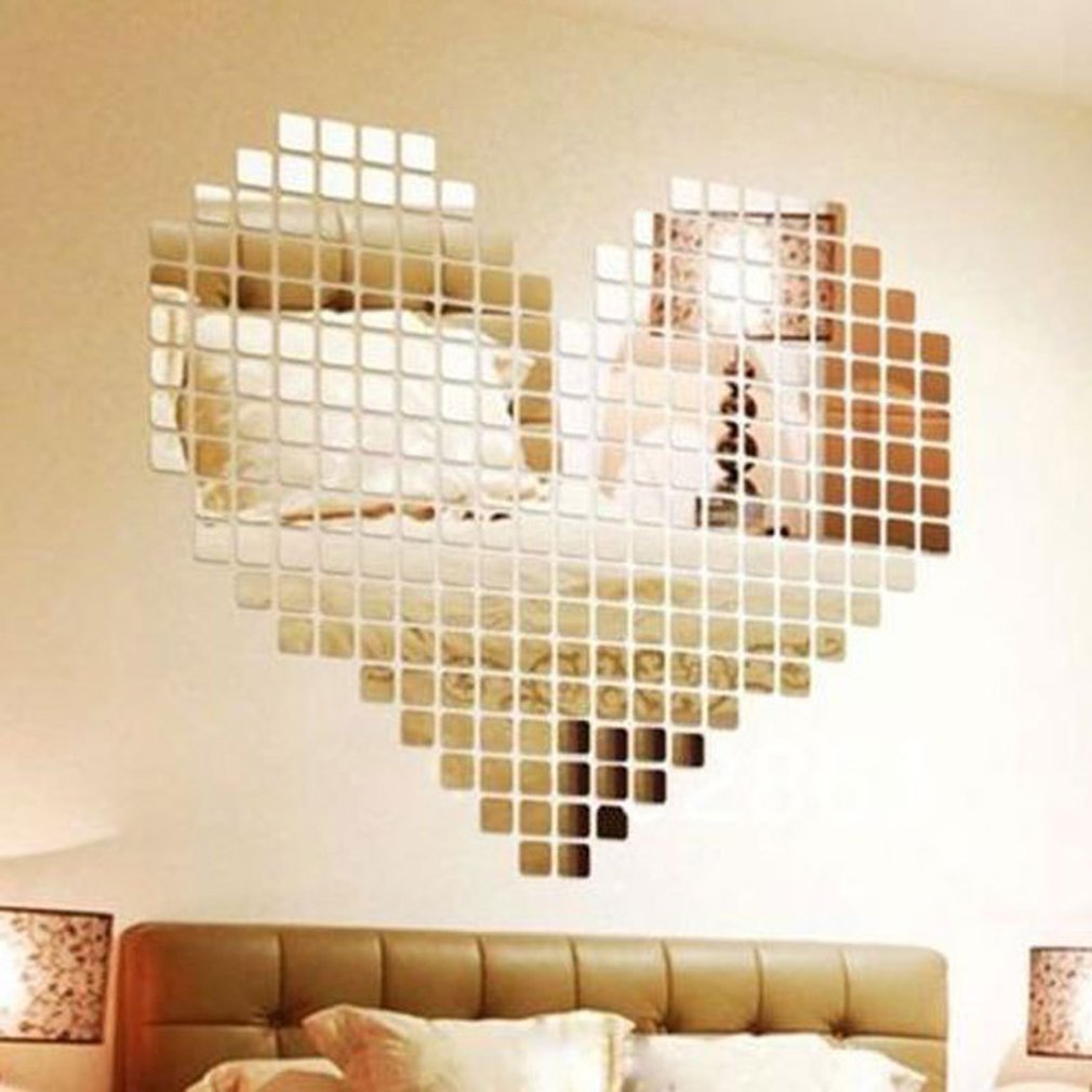 100 Piece Self-adhesive Tile 3D Mirror Wall Stickers Decal Mosaic Room Decorations Modern Self-adhesive Mirror Tiles Stickers