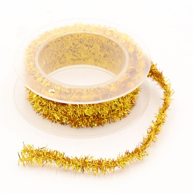 Cinta de alambre de Metal para decoración navideña, listón de imitación de alambre de Color, a cuadros, para Celebración de árbol de Navidad, 3 m/rollo: Gold