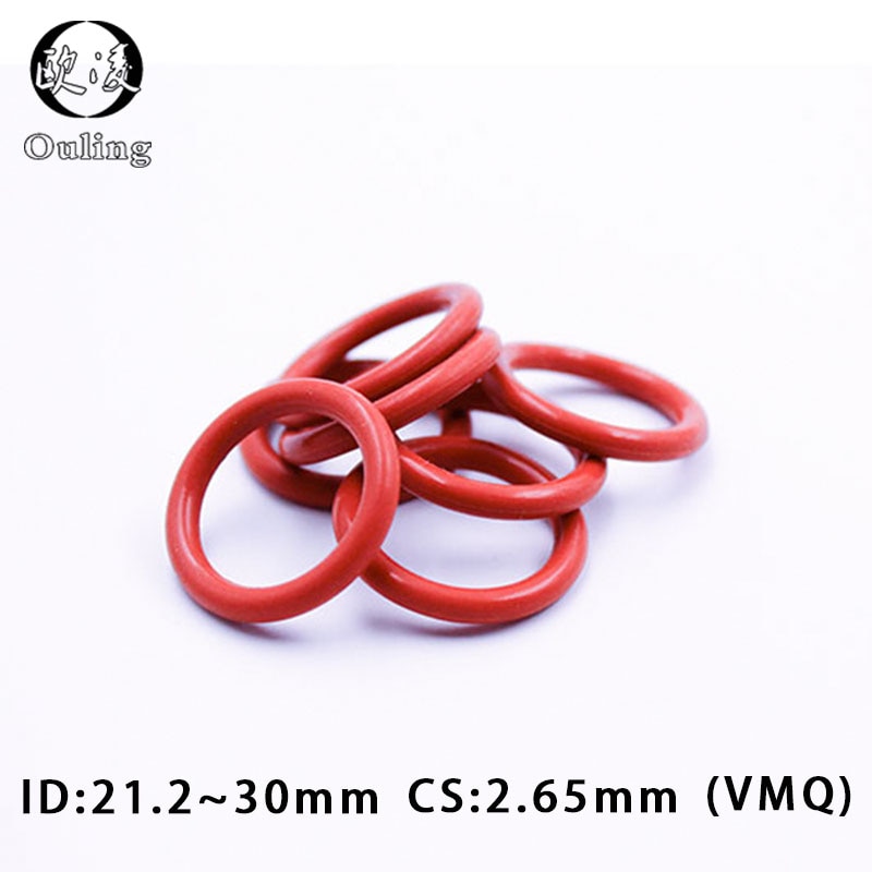 5 Stk/partij Rode Siliconen O-Ring Siliconen/Vmq ID21.2/22.4/23.6/25/25.8/26.5/28/30*2.65Mm Dikke O Ring Seal Rubber Ringen Pakking Washer