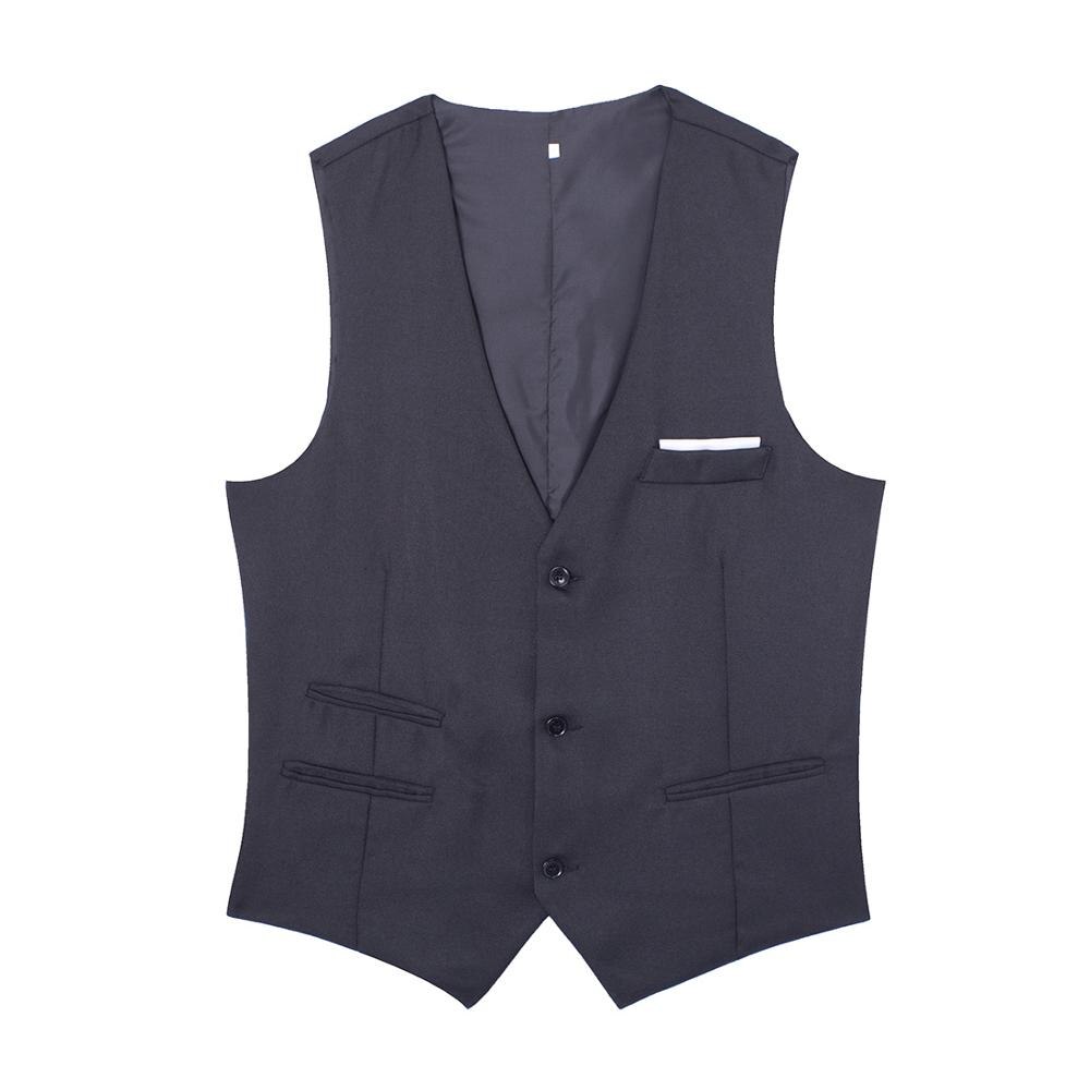 Hurtig 3- farvet mænds business afslappet slank vest ensfarvet enkeltknappede veste passer til mænds jakkesæt til mænd forår efterår s -3xl: Sort / Xxl