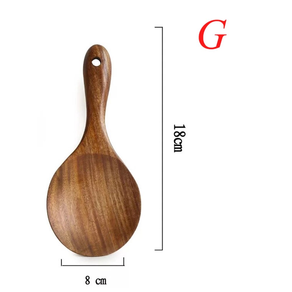 Big Wooden Rice Long Handle Spoon Soup Cooking Spoon Teak Wood Spoon Colander Ladle Skimmer Scoop Kitchen Utensils: G