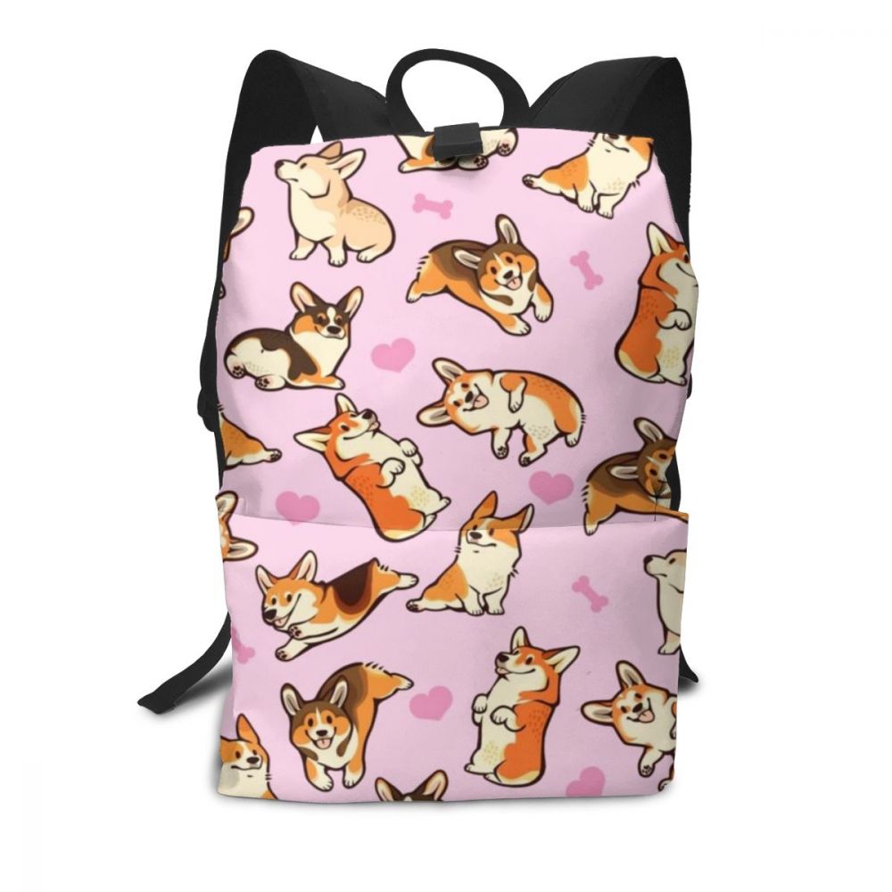 Welsh Corgi Pembroke Backpack Welsh Corgi Pembroke Backpacks Trend Bag Multi Purpose Print Bags: Lovey Corgis In Pink