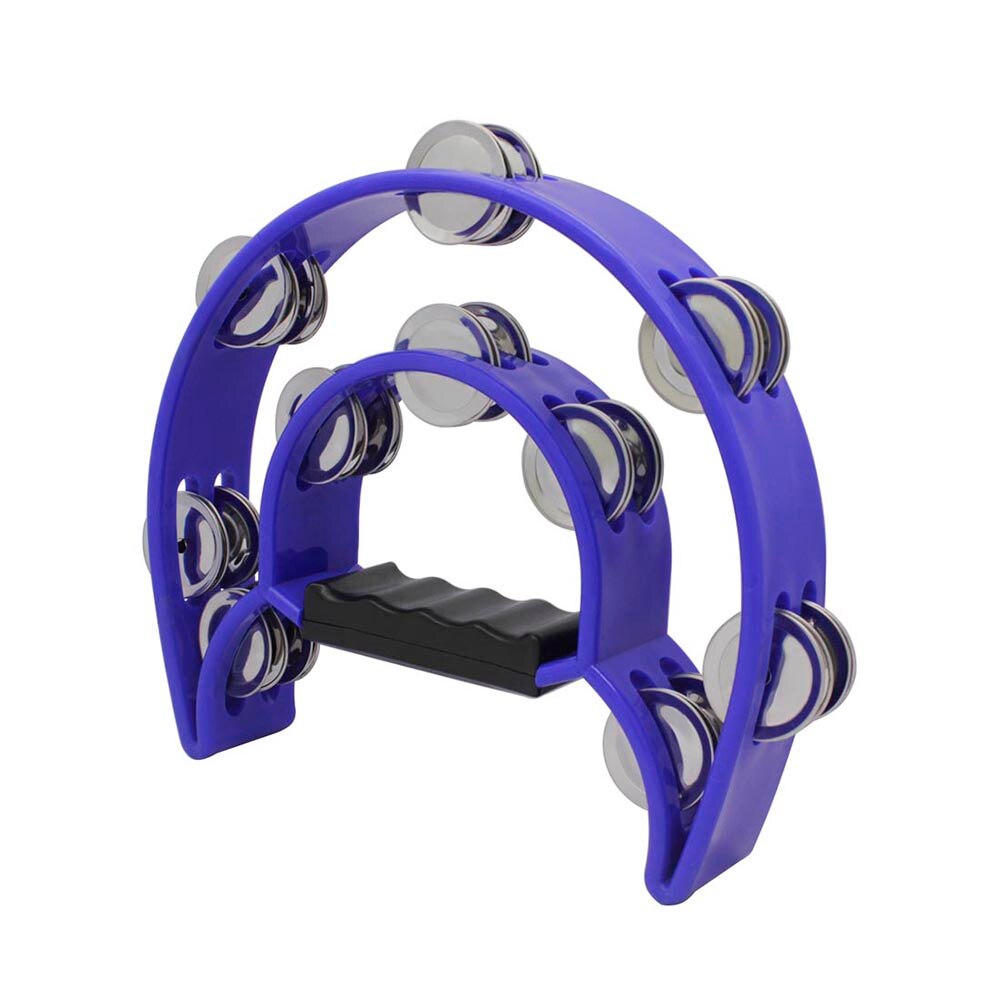 Blue Rattle Jingle Bell Percussion Instrument for KTV Party Hand Tambourine Double Row Cymbals Musical Educational Toys