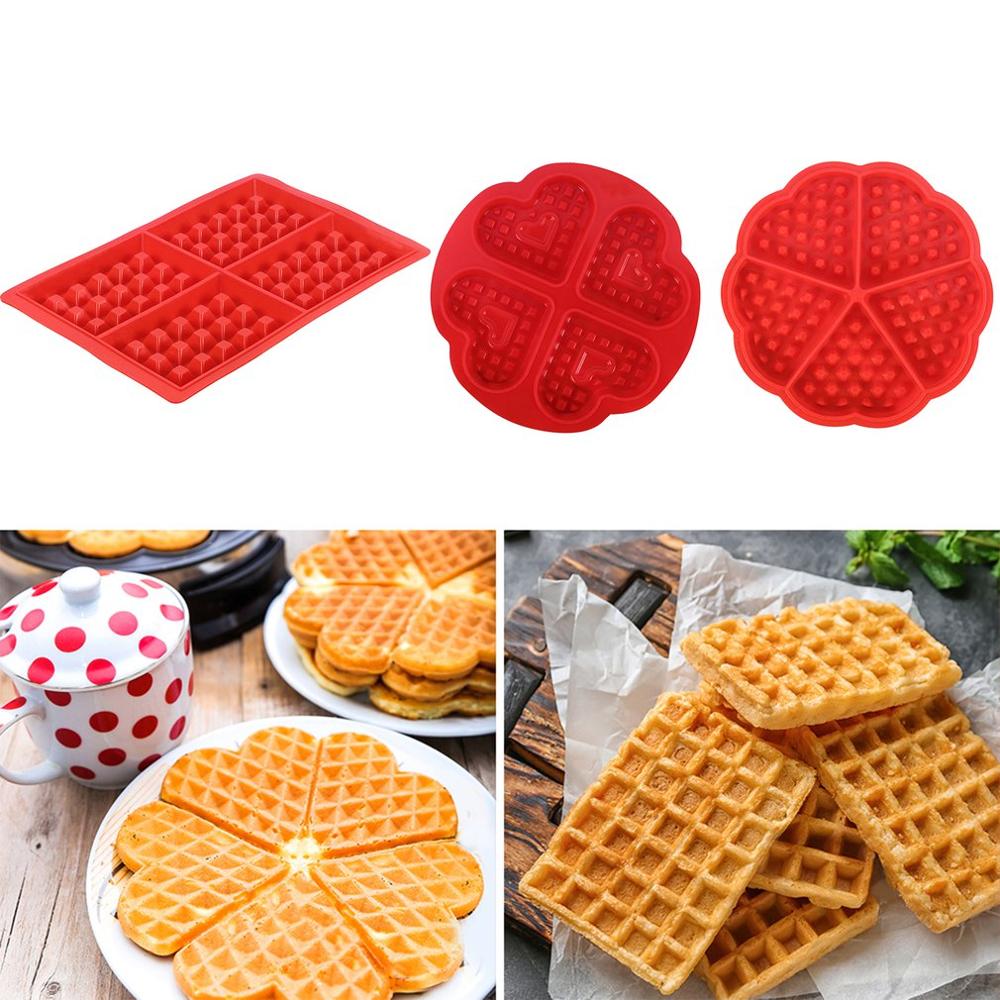 Diy Waffle Waffle Mold Model Nonstick Kitchen Cake Making Accessories Baking Tool Heart-shape 4-square Waffle Mold