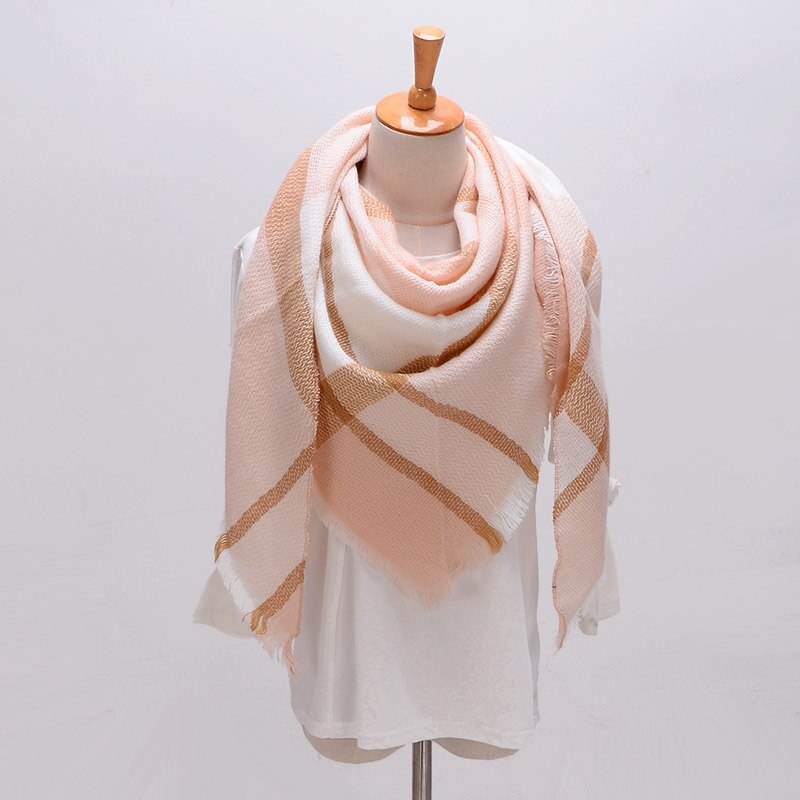 Écharpe triangulaire hijab d'été pour femmes, châle de marque en cachemire à carreaux, couverture  xs027-5: Style 6