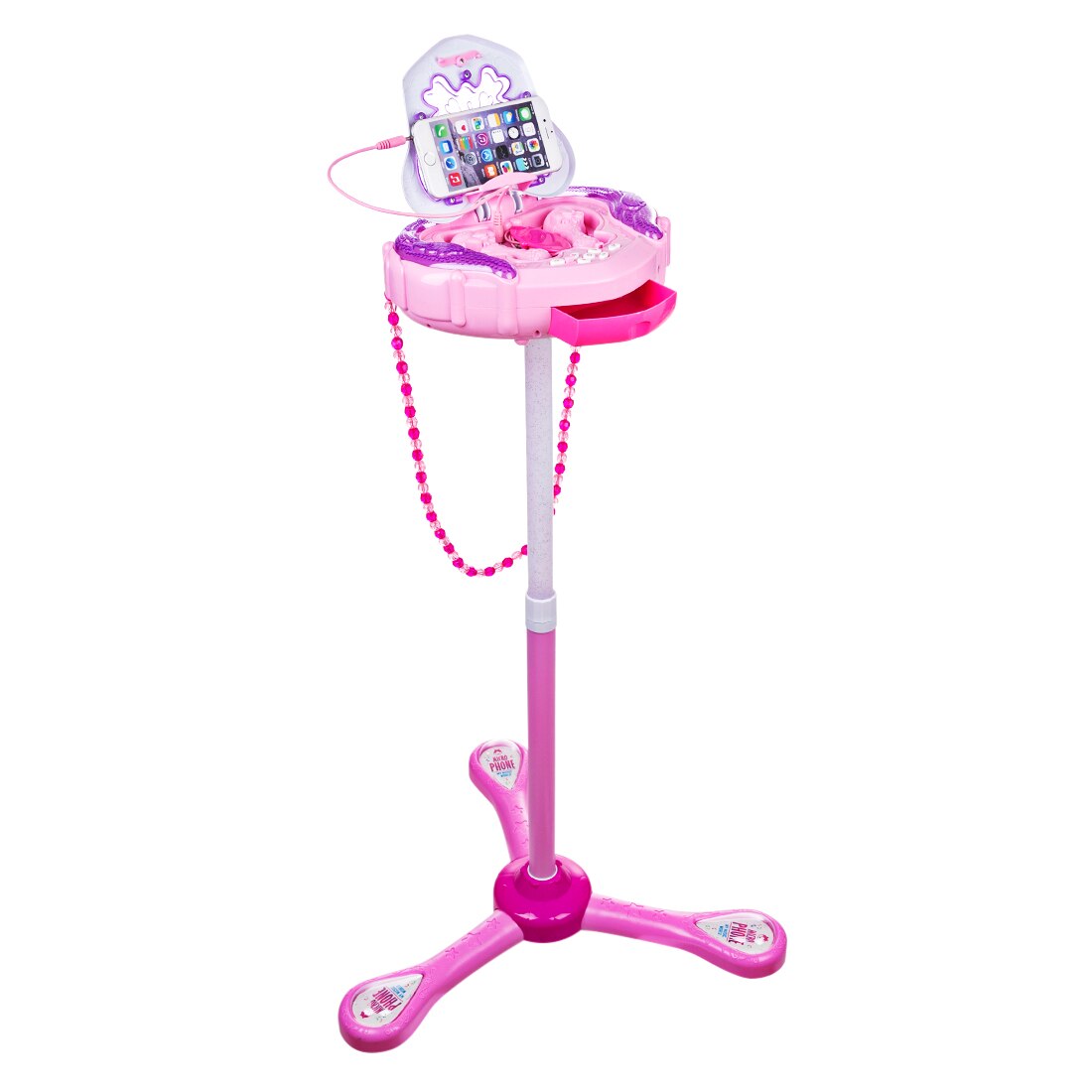 Kids Multi-Functional Karaoke Machine Stand Up Musical Toy With 2 Microphones And Adjustable Stand Creatives Music - Pink