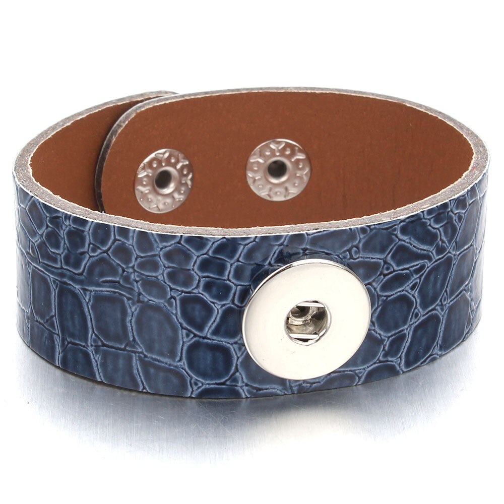 Druckknopf Armbinde &Ampere; Armreifen 6 farbe PU leder Armbänder Für Frauen 18mm Druckknopf Schmuck ZE400: ZE514B