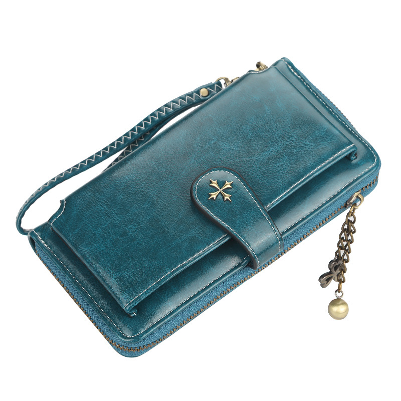 Wristband Women Long Wallet Many Departments Female Wallets Clutch Lady Purse Zipper Phone Pocket Card Holder Ladies Carteras: blue