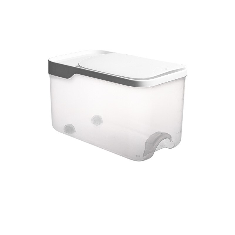 Plastic Rice Bucket Grain Storage Box 5kg Food Storage Container with Flip Lid Moisture-proof Clear Kitchen Organizer Box: White