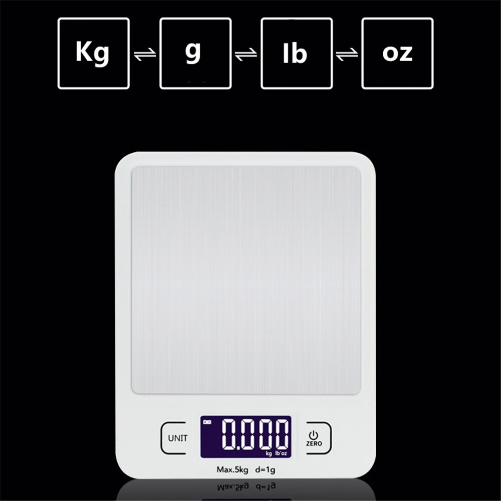 USB Powered Digital LCD Scale Kitchen Balance 5kg /1g Multifunction Food Scale for Baking Cooking Home Weigh Electronic Scales