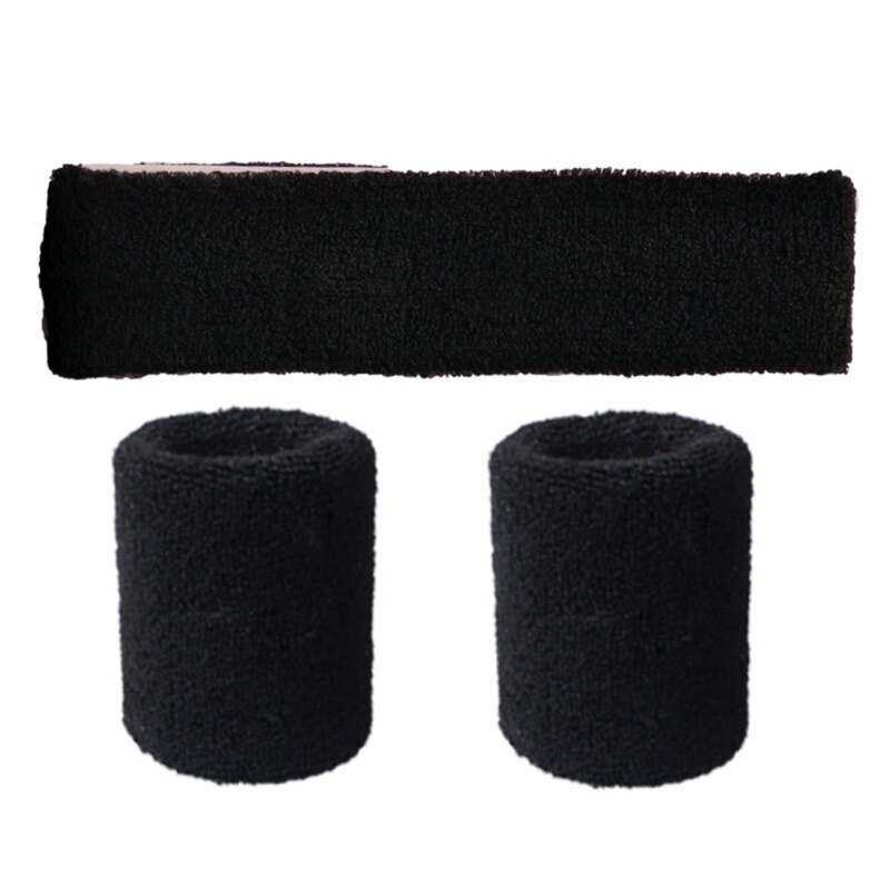 3 pz/set Bande di Sport Cinturino Da Polso Fascia Braccialetti Testa da polso di Sicurezza Supporto Sweatbands per Basket Pallavolo Corsa e Jogging PALESTRA: Black