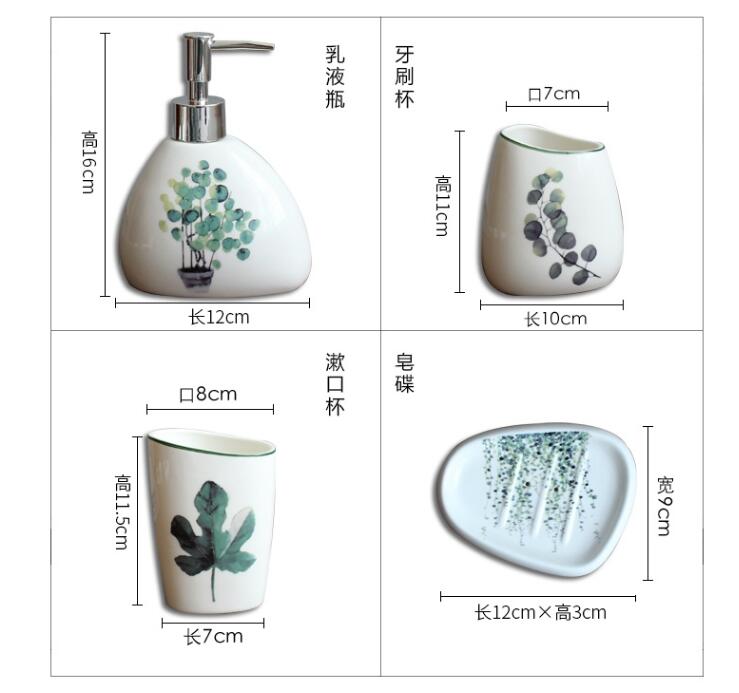 Badeværelse fem sæt nordeuropa grønne planter keramik toiletter papir sæt brusebad artikler dragt gifte toiletter dragt banheiro