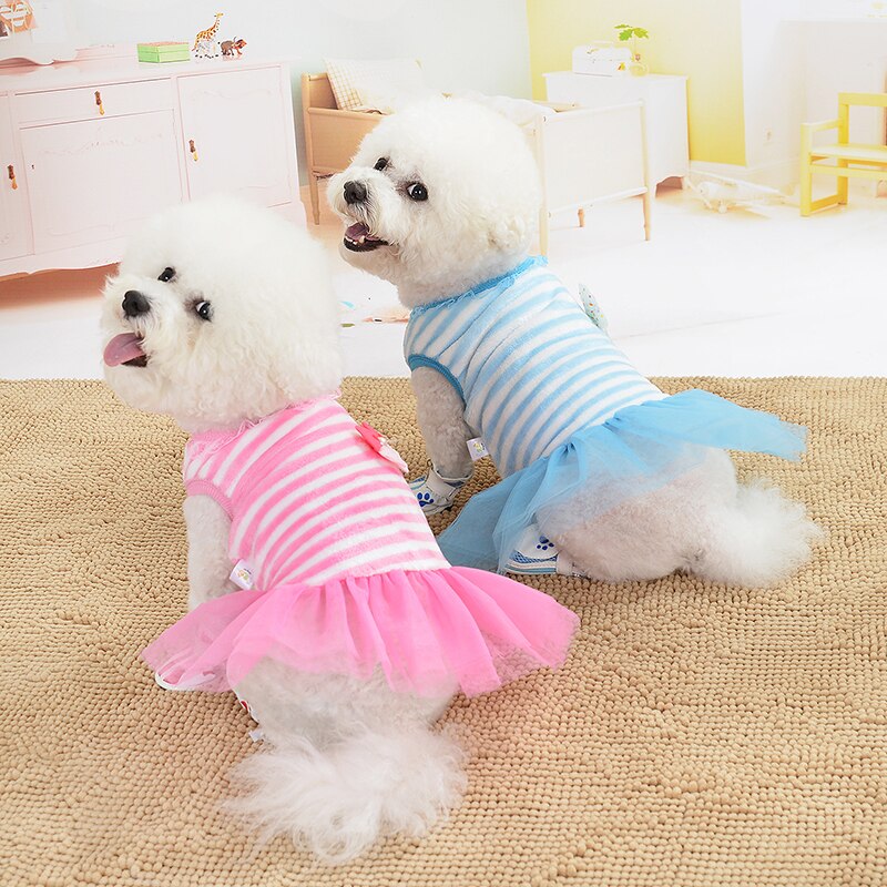 Cão engraçado roupas moda pequeno cão vestido de casamento saia filhote de cachorro roupas para animais de estimação listrado flanela cão vestido de princesa quente