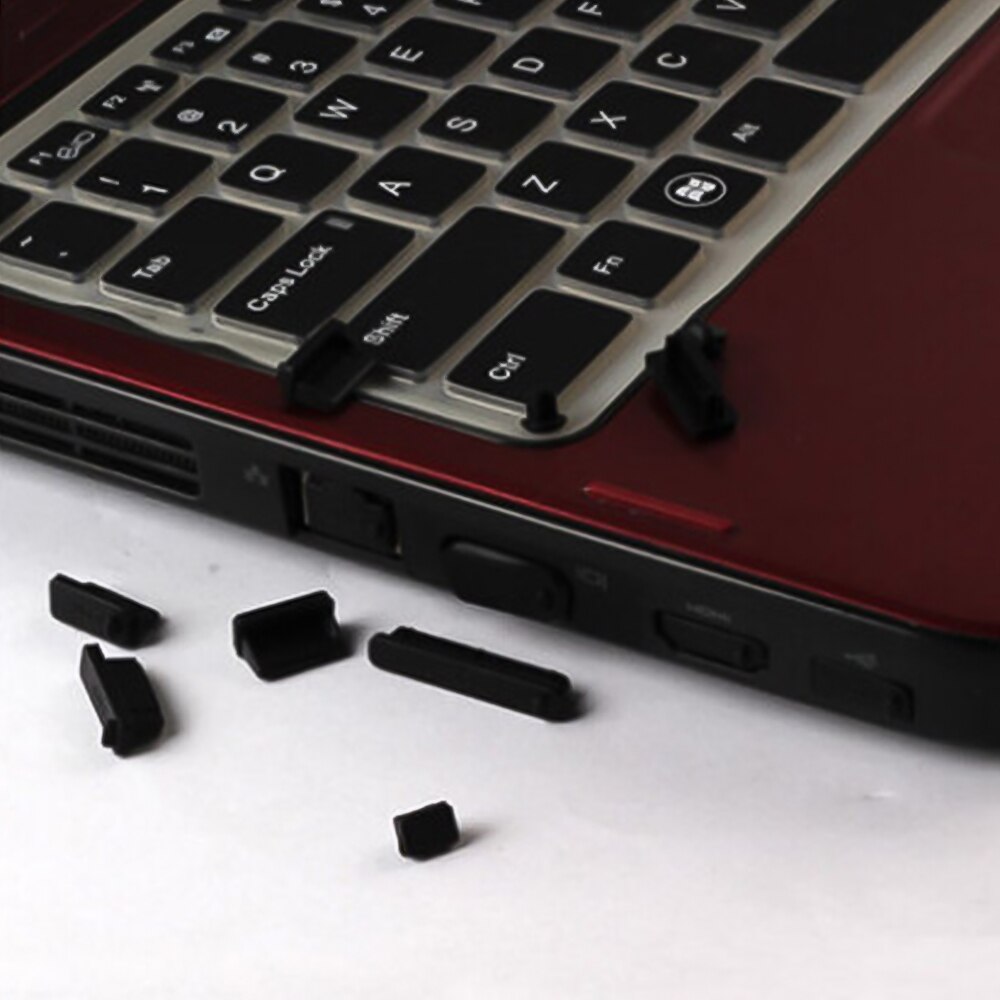 16 Stks/set Elastische Siliconen Anti-stof Usb Charger Laptop Poort Protector Stofdicht Notebook Computer Poort Plug Stopper Cover: Black