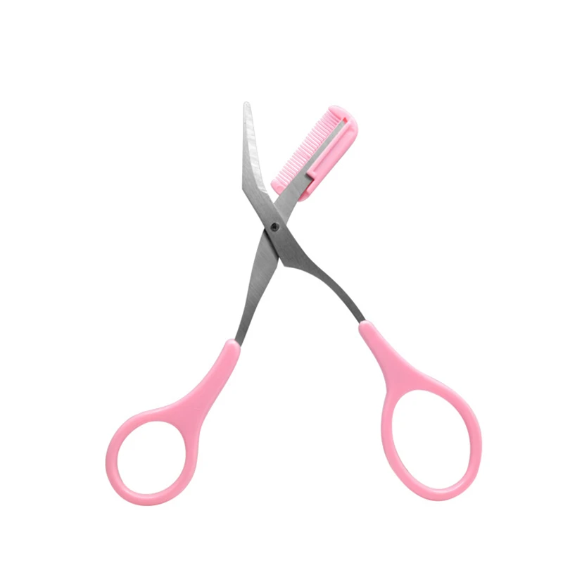 Augenbrauen schneider Schere mit Kamm Edelstahl Augenbrauen Wimpern Haars chere tragbare rosa Augenbrauen Trimmer Set Make-up Werkzeuge: Kupfer