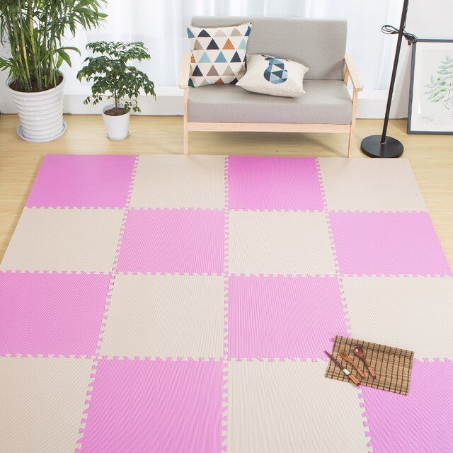 16 Pcs 30*30 Cm Baby Eva Foam Puzzel Speelkleed/Kids Tapijten Speelgoed Tapijt Voor Kinderen Baby oefening Vloertegels: beige and pink