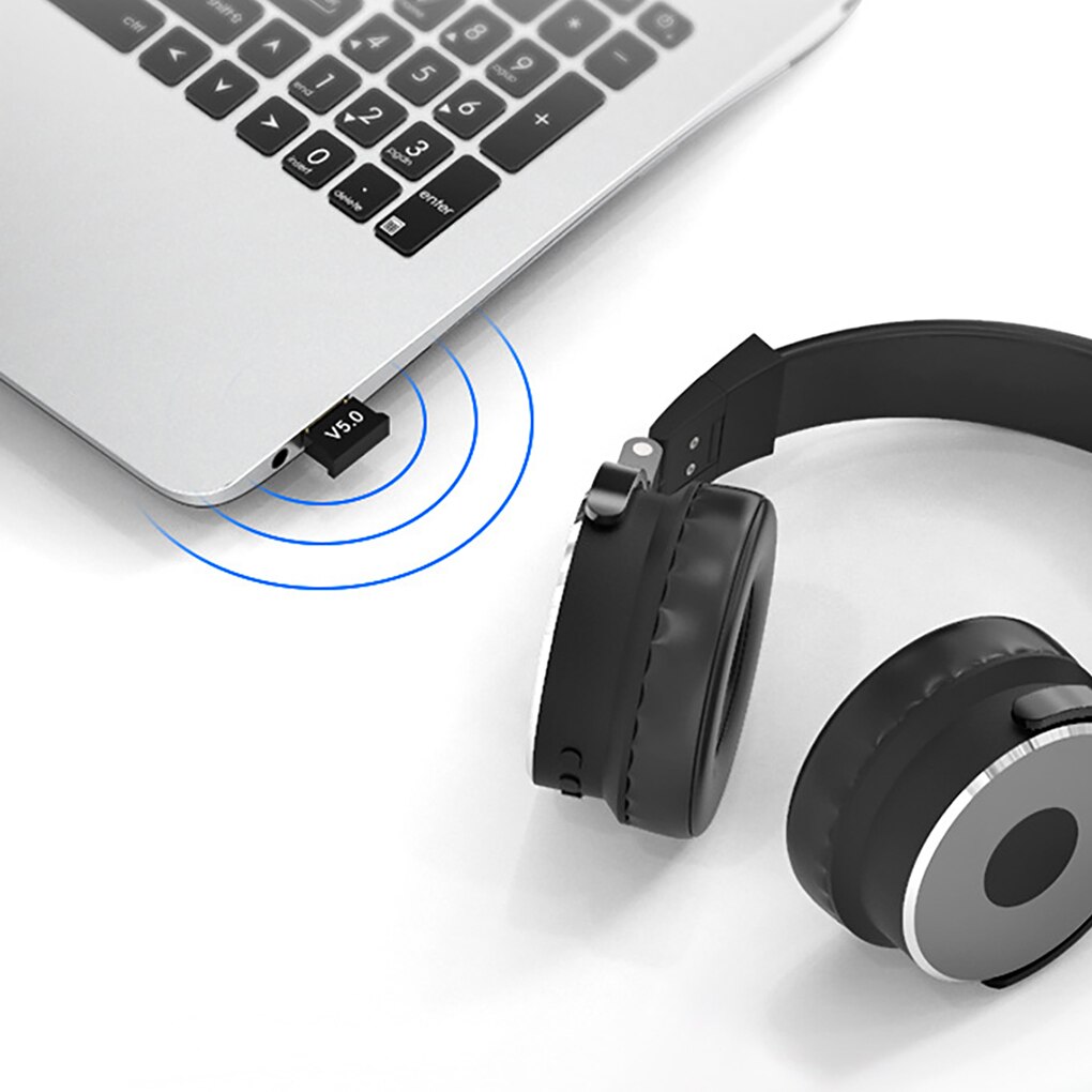 Bluetooth 5.0 musikadapter computer trådløs lydsender modtager usb 2.0 hurtig hastighed dongle