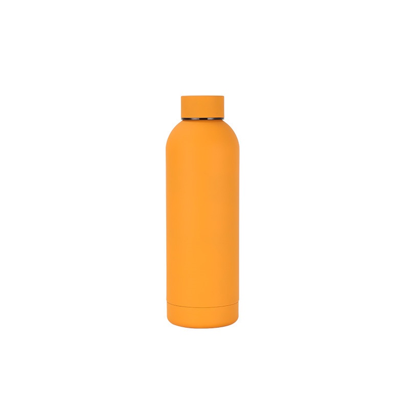 Rostfritt stål 500ml liten munflaska utomhus sportbil bärbar termoskopp kallvattenflaska: Ljusgul / 500ml