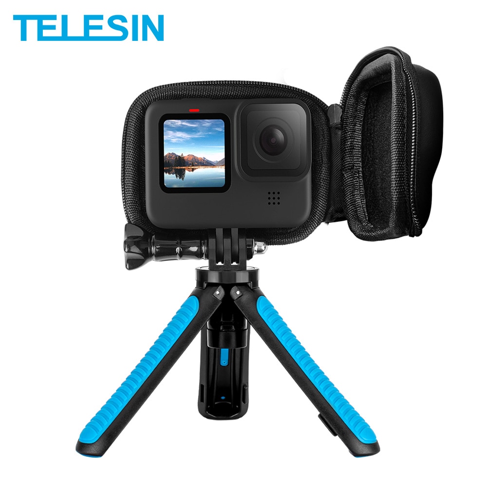 Telesin Mini Bescherming Opbergtas Selfie Stok Quick Release Half Open Draagtas Voor Gopro Hero 9 Zwart Camera Accessoires