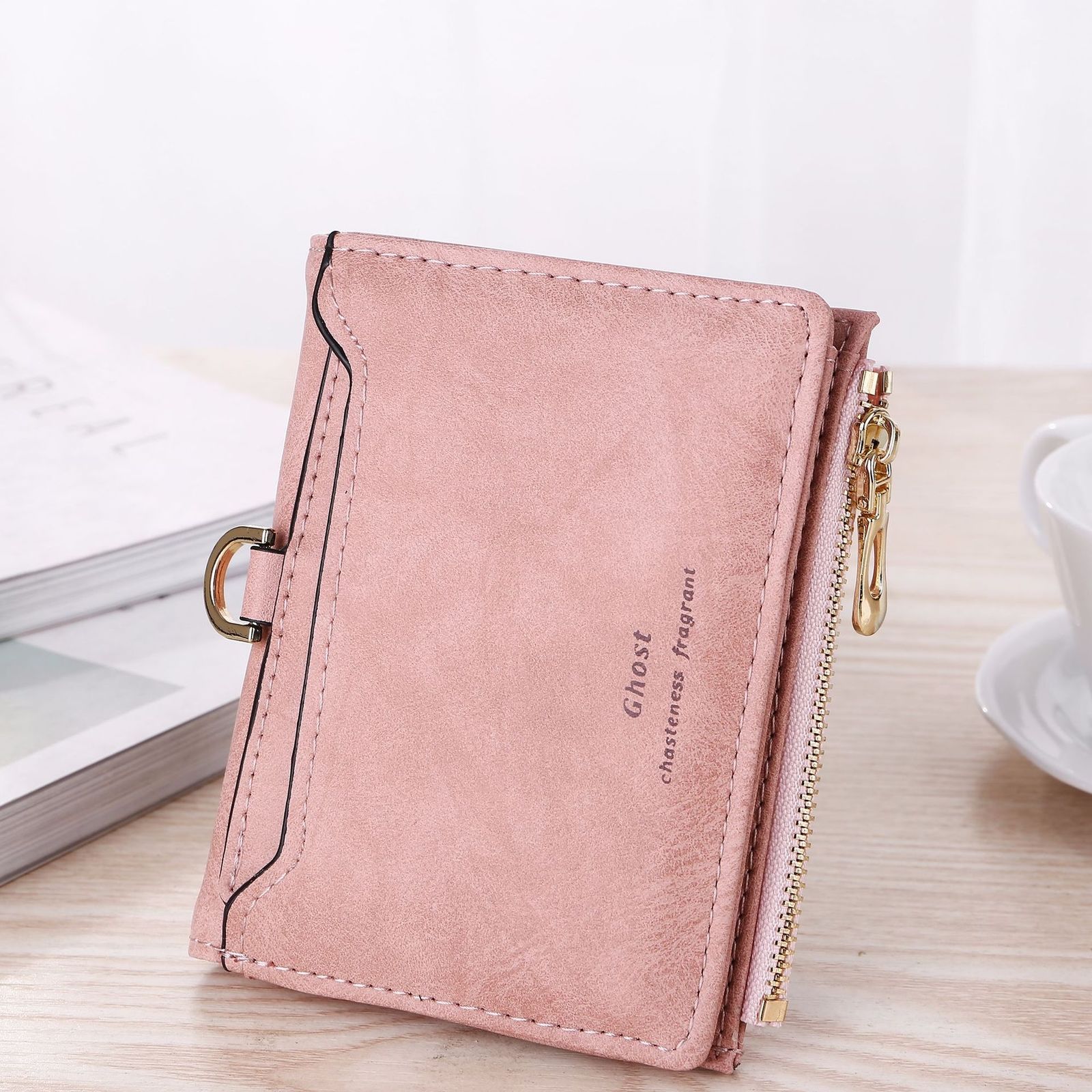 Dam pu-läder liten mini plånbok korthållare dragkedja myntväska clutch tofs solid