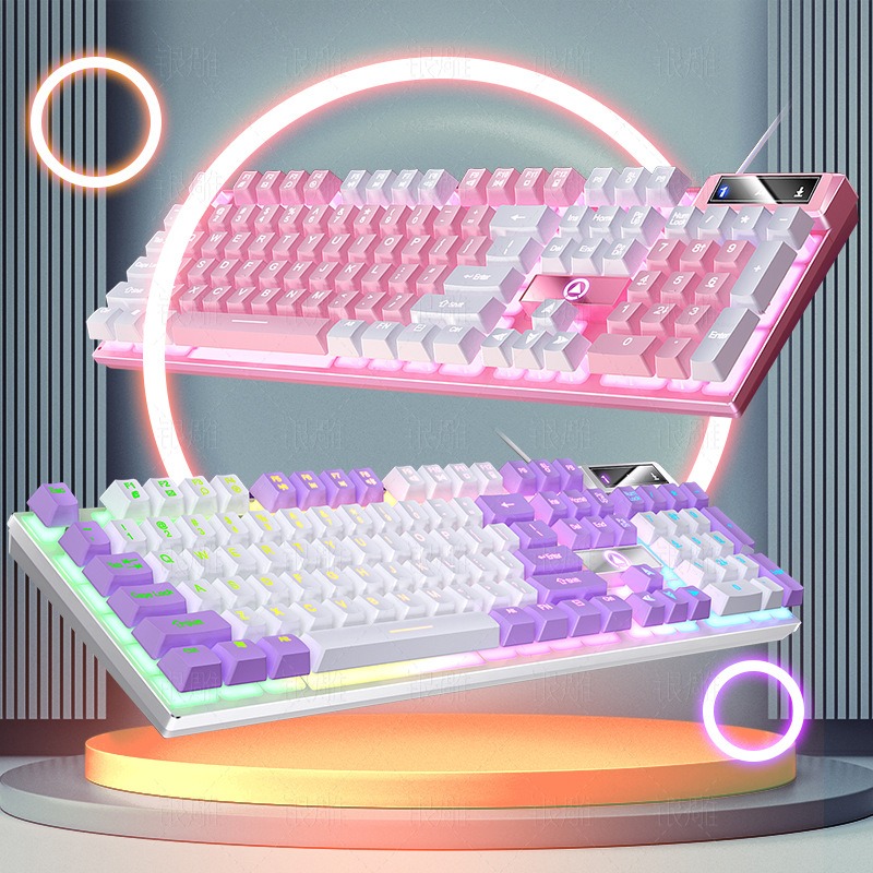 Advanced K500 gaming wired keyboard with color blocking and luminous mechanical feel, desktop computer keyboard
