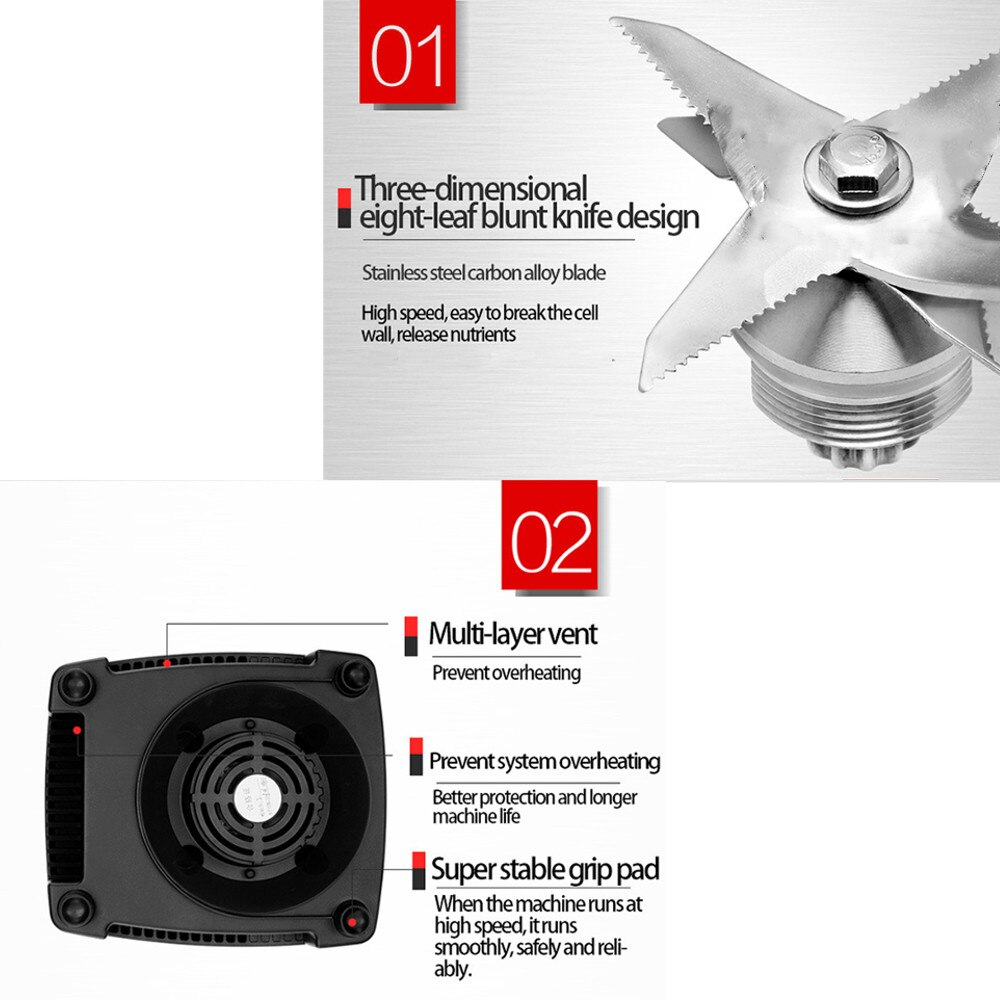 3500W 2L Smart Timer Pre-programed Blender Mixer BPA Free Juicer Food Processor Ice Smoothies Crusher 110V 220V