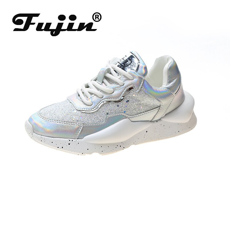 Fujin dames sneakers lente pailletten platform ademende dikke schoenen dames ins dikke bodem dames casual schoenen