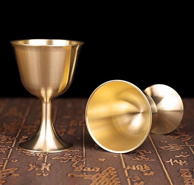 10 PCS Pure Copper European Style Cocktail Glass Bar Ktv Whiskey Glass Retro Pure Brass Goblet Party Home Red Wine Glass
