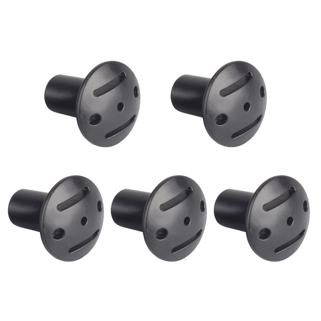 5pcs Black Trekking Pole Walking Stick Cane Tips Cap Protector Tent Prop Top Cap