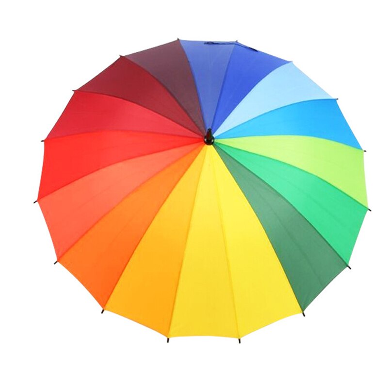 Rainbow Umbrella Rain Women Colorful Long Handle Umbrellas 16K Windproof Travel Light Guarda Chuva Golf Clear Umbrella