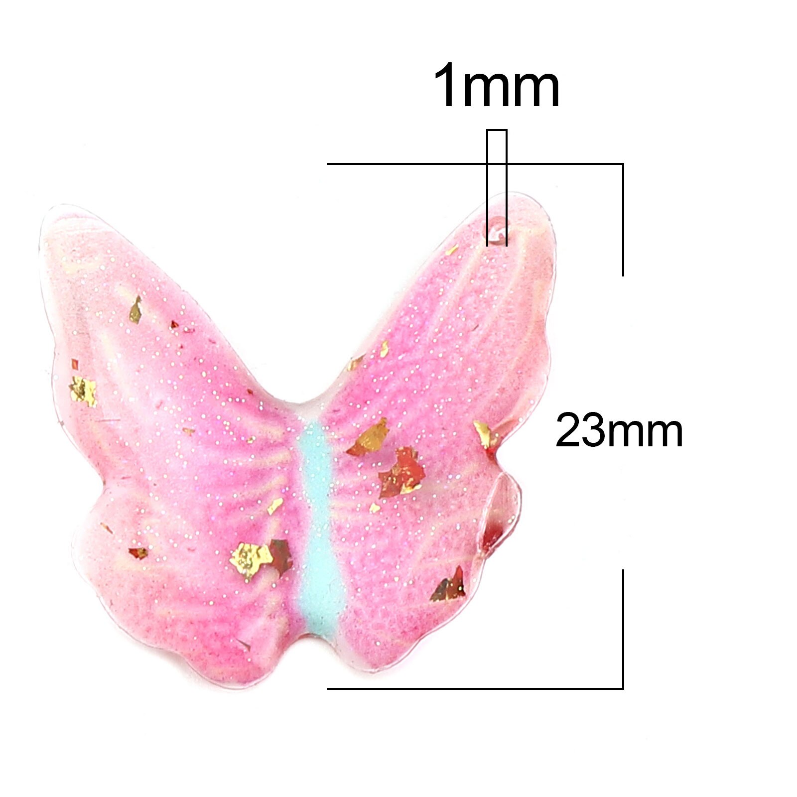 3/5PCs fascini del pendente della serie della farfalla dell'insetto della resina per la fabbricazione di gioielli foglia d'oro farfalla animale blu viola stagnola 23mm x 22mm: 5PCs-8