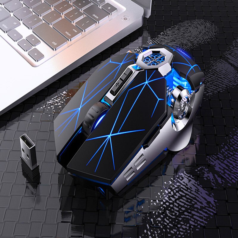 Wireless Gaming Mouse LED Backlit Rechargeable Mouse Silent Ergonomic Optical Mouse 2.4G USB 1600Dpi For Gaming Laptop: Black