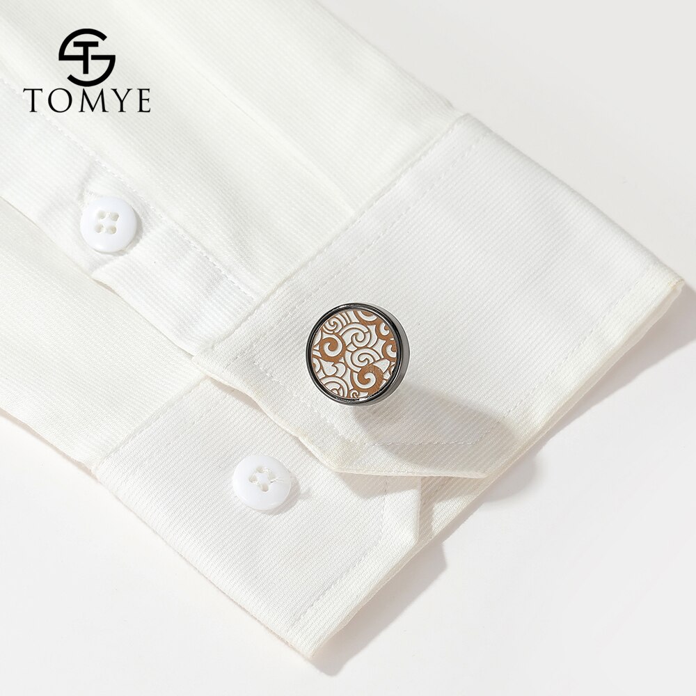 Cufflinks for Men TOMYE XK20S044 Round Decorative Pattern Metal Shirt Cuff Links for