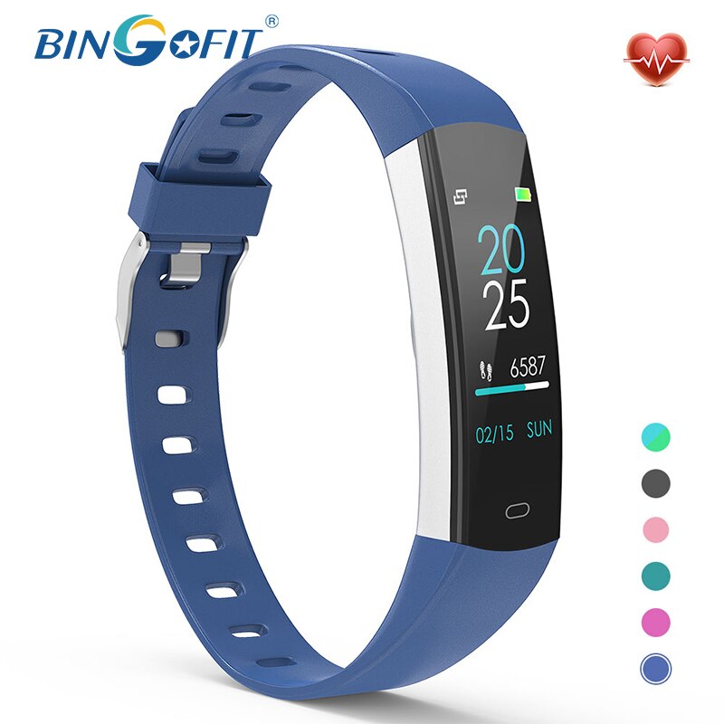 BingoFit Original FT905HR Smart Bracelet Waterproof Sport Smart Band Fitness Tracker Bluetooth Wristband For Kids Android IOS: blue