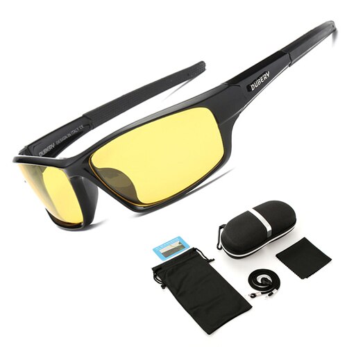 Polariserede fiskeri solbriller mænd kvinder fiskebriller camping vandre kørsel cykel briller sport cykel briller  uv400: Gul med kasse