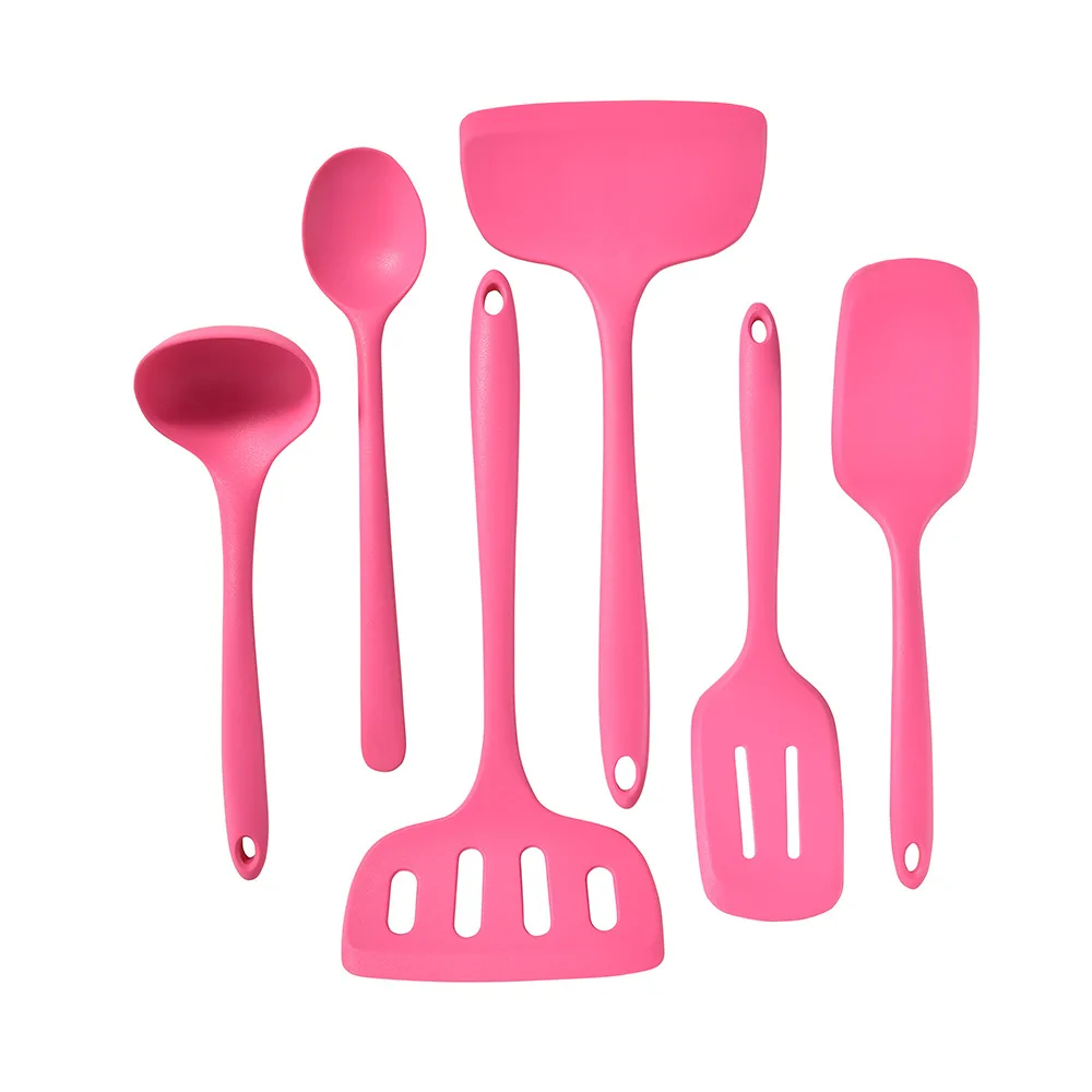1/6 Stuks Roze Siliconen Keukengerei Set Met Non-stick Pannen Siliconen Spatel Soeplepel Koken gereedschap Voor Keuken: Army Green