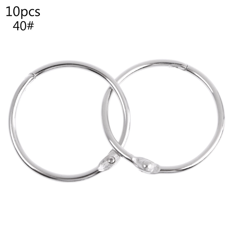 Anillo de Metal para encuadernación de hojas sueltas, aro multifuncional para encuadernación de libros, llavero circular, suministros de oficina, 10 Uds.: 40-35mm